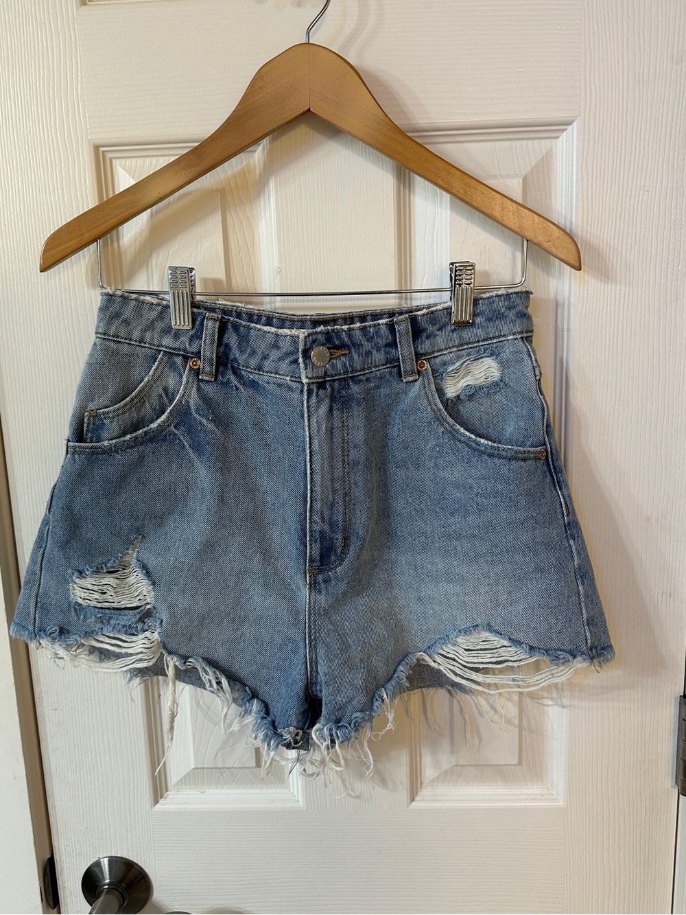 ROLLA’S High Rise Slim Duster Shorts Trendy Frayed 27